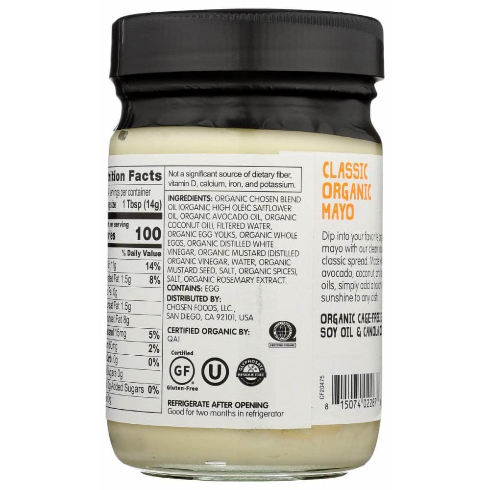 CHOSEN FOODS Chosen Foods Classic Mayo Org, 12 Oz