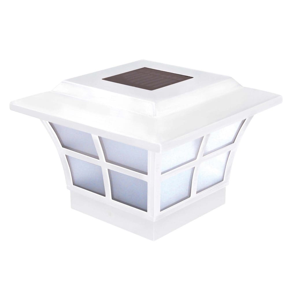 Classy Caps 4 x 4 White PVC Prestige Solar Post Cap (Pack of 2) - Outdoor Lighting - Classy