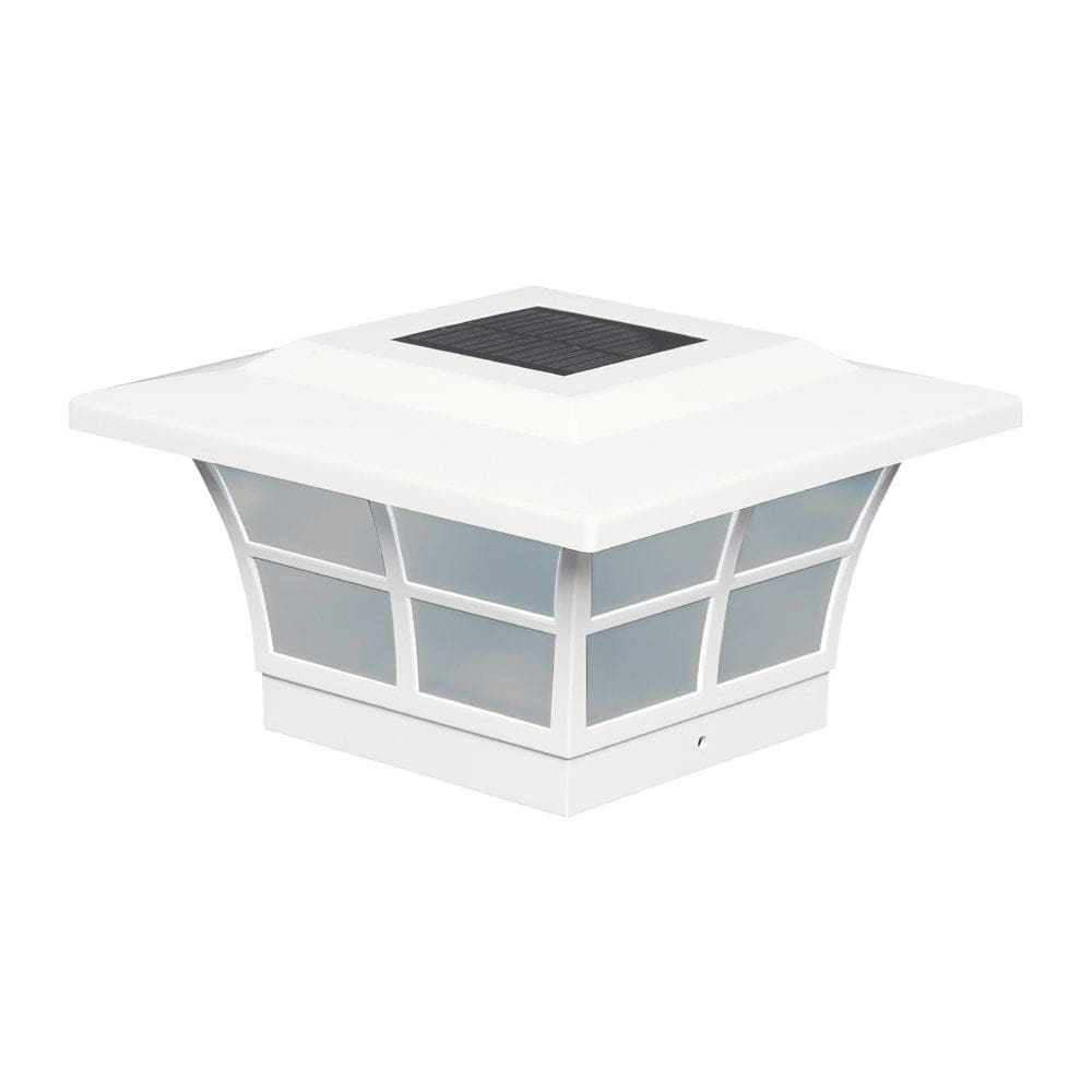 Classy Caps 5 x 5 White PVC Prestige Solar Post Cap (Pack of 2) - Outdoor Lighting - Classy