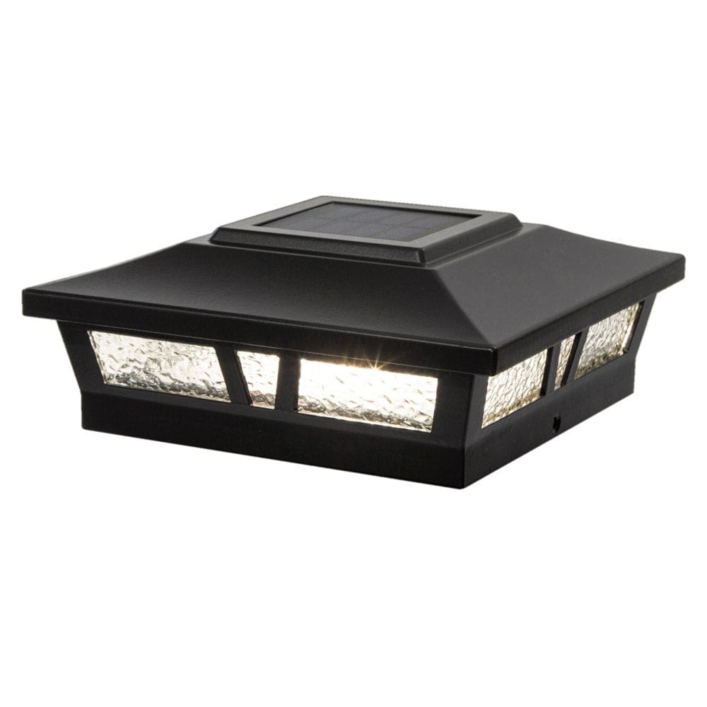 Classy Caps 6 x 6 Black Aluminum Oxford Solar Post Cap (Pack of 2) - Outdoor Lighting - Classy