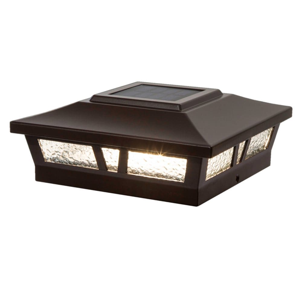 Classy Caps 6 x 6 Brown Aluminum Oxford Solar Post Cap (Pack of 2) - Outdoor Lighting - Classy