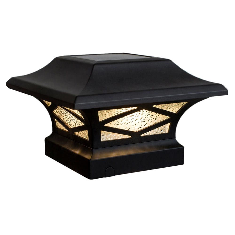 Classy Caps Kingsbridge Black Dual Lighted Solar Post Cap (Pack of 2) - Outdoor Lighting - Classy