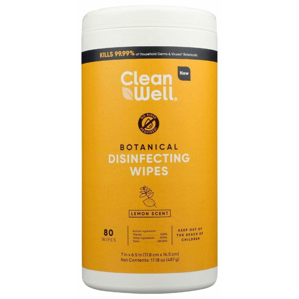 CLEANWELL CLEANWELL Wipes Disinfecting Lemon, 80 pc