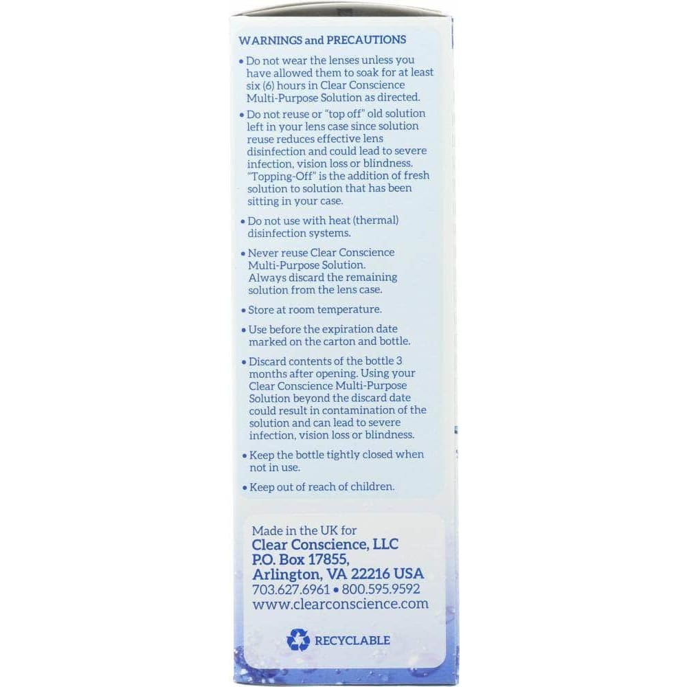 Clear Conscience Clear Conscience Contact Lens Multi Purpose Solution, 12 oz