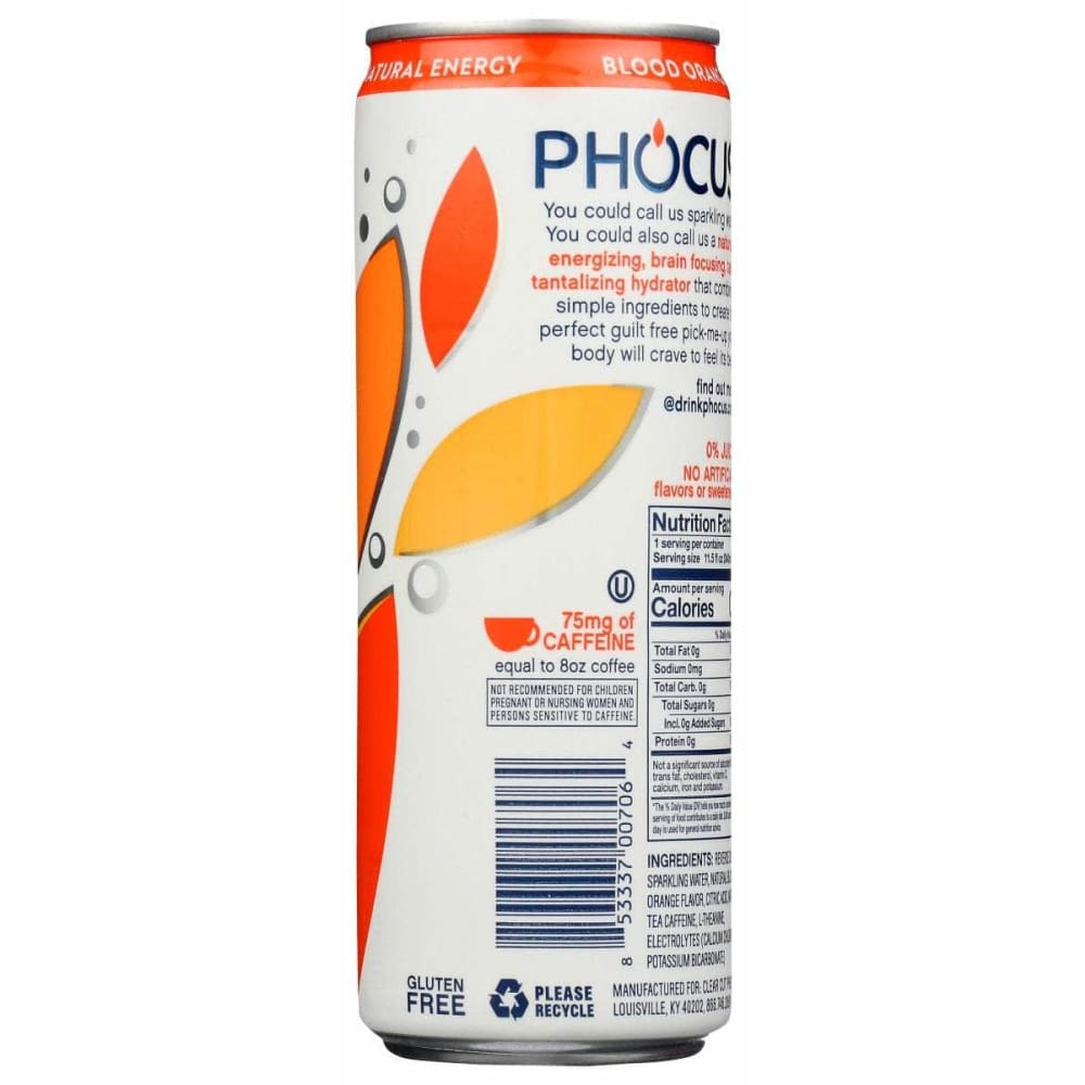 CLEAR CUT PHOCUS Grocery > Beverages > Water > Sparkling Water CLEAR CUT PHOCUS: Blood Orange Sparkling Water, 11.5 fo