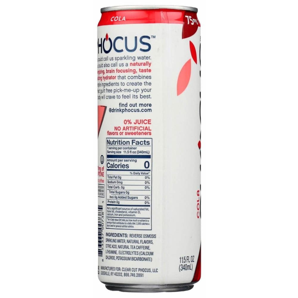 CLEAR CUT PHOCUS Grocery > Beverages > Water > Sparkling Water CLEAR CUT PHOCUS: Cola Sparkling Water, 11.5 fo