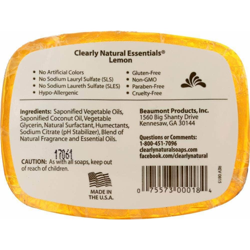 Clearly Natural Clearly Natural Lemon Pure And Natural Glycerine Soap, 4 oz