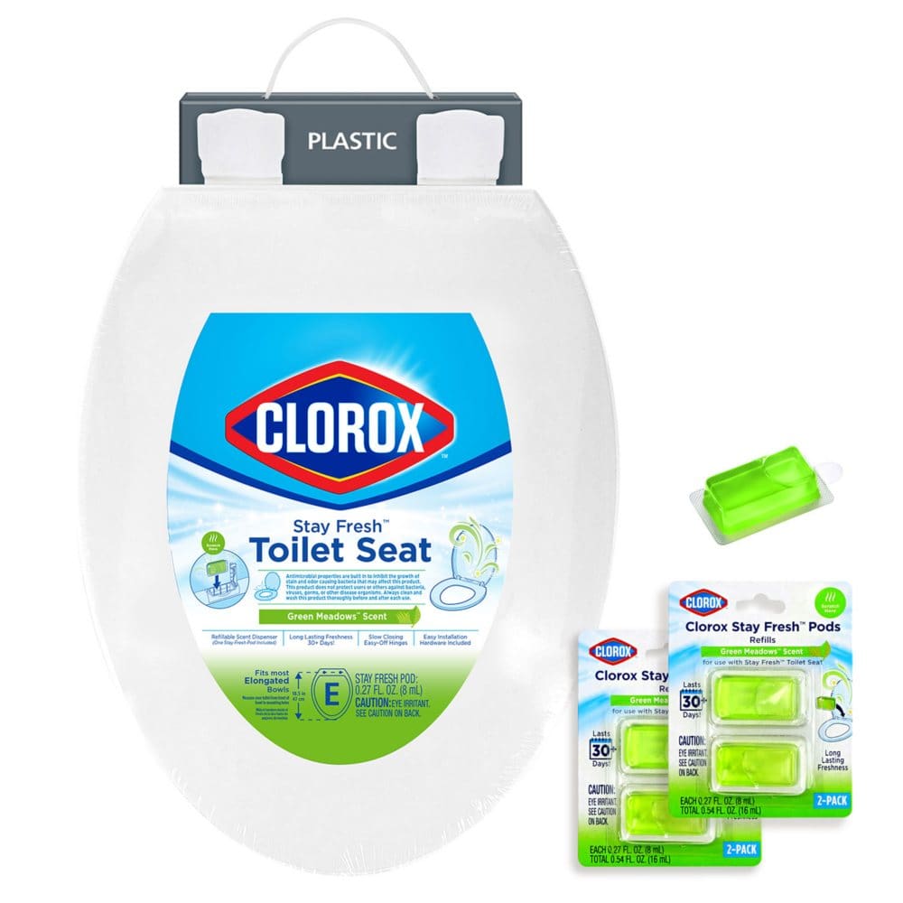 Clorox Antimicrobial Elongated Stay Fresh Scented Plastic Toilet Seat Value Pack - Toilets - Clorox