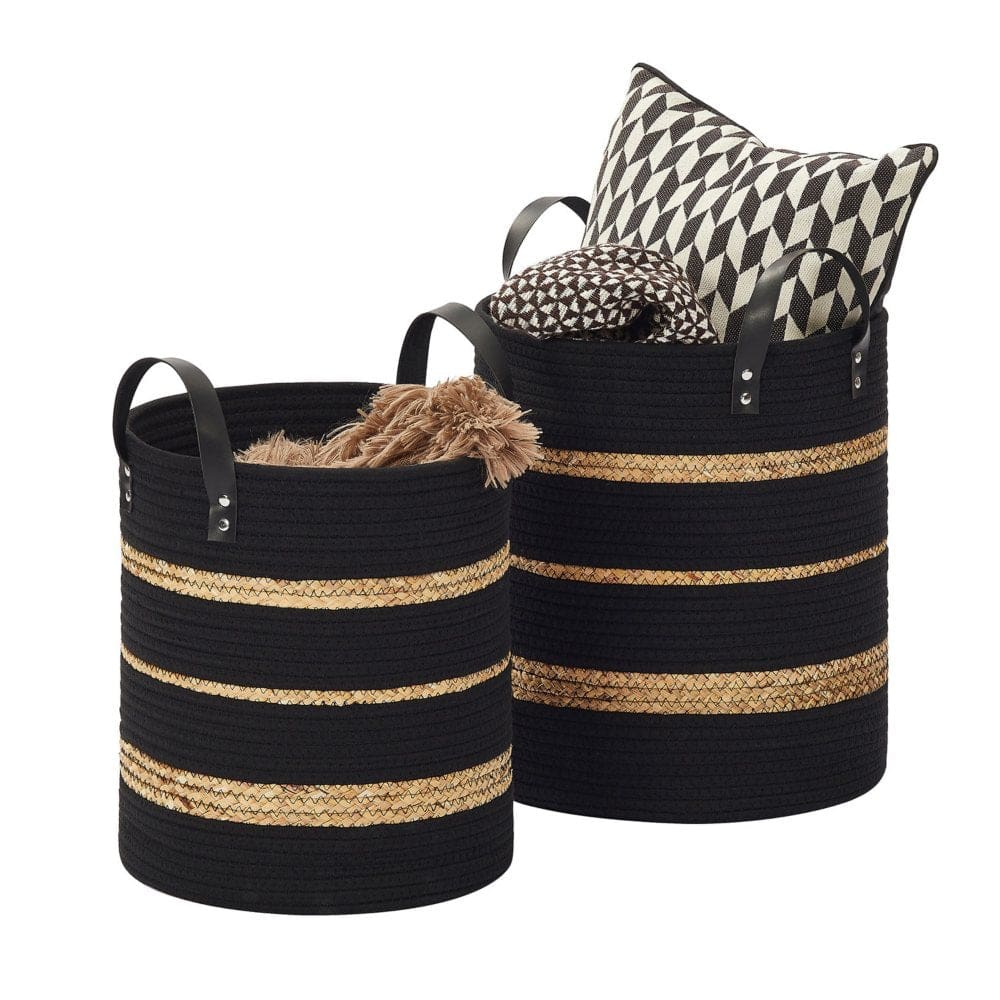 Closet Complete 2-Pc. Cotton & Grass Braided Basket Set - Decorative Storage - Closet