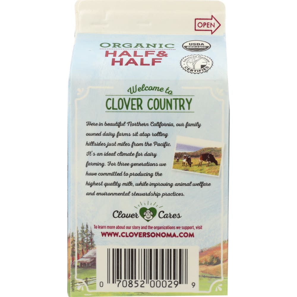 CLOVER SONOMA: Organic Half & Half 16 oz - Grocery > Refrigerated - CLOVER SONOMA