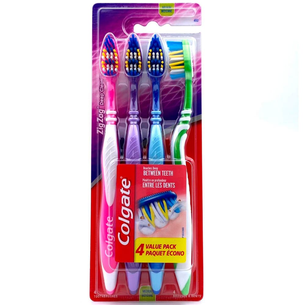 Colgate Toothbrush Zig Zag Deep Clean Medium Value Pack - 4 Count ...