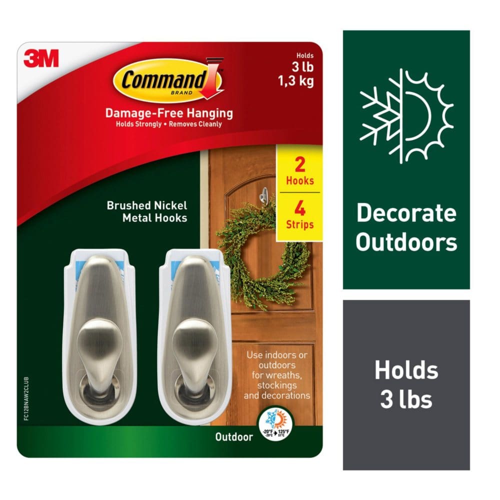 Command Outdoor Medium Metal Hooks Club Pack 2 Hooks 4 Strips - Tape & Adhesives - Command