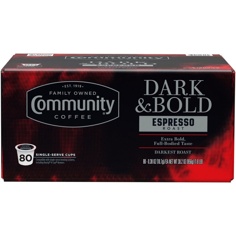 Community Coffee Espresso Roast Single Serve Cups Dark & Bold (80 ct.) - K-Cups & Single Serve Coffee - Community