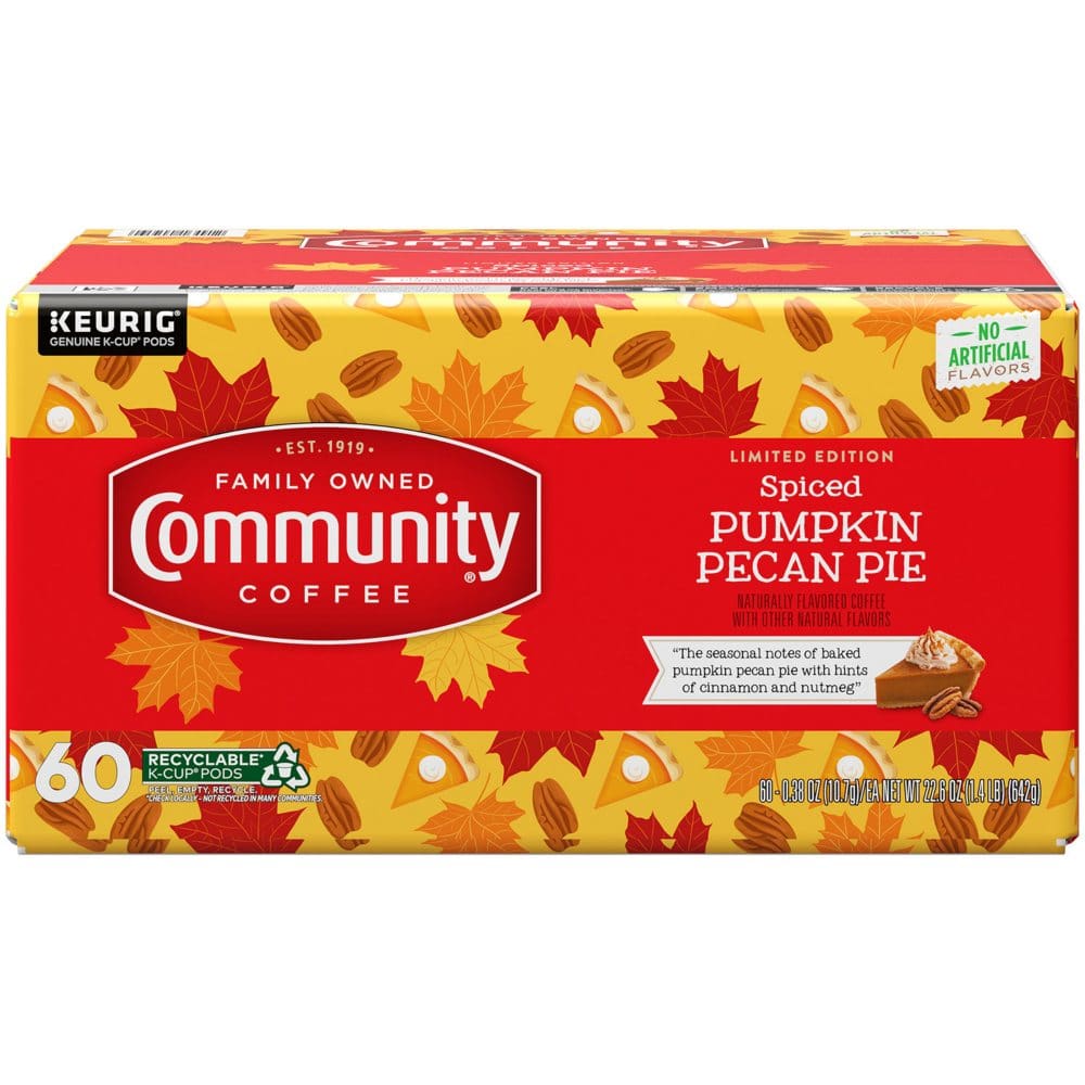 Community Coffee Medium Roast Single Serve Cups Spiced Pumpkin Pecan Pie (60 ct.) - Limited Time Beverages - ShelHealth