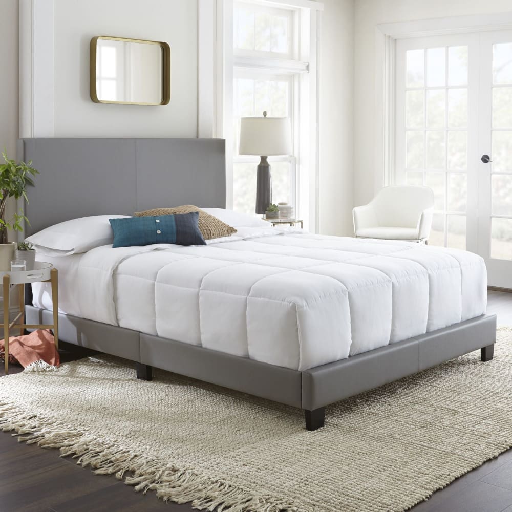 Contour Rest Garnet Full Size Simulated Leather Platform Bed Frame - Gray - Contour Rest