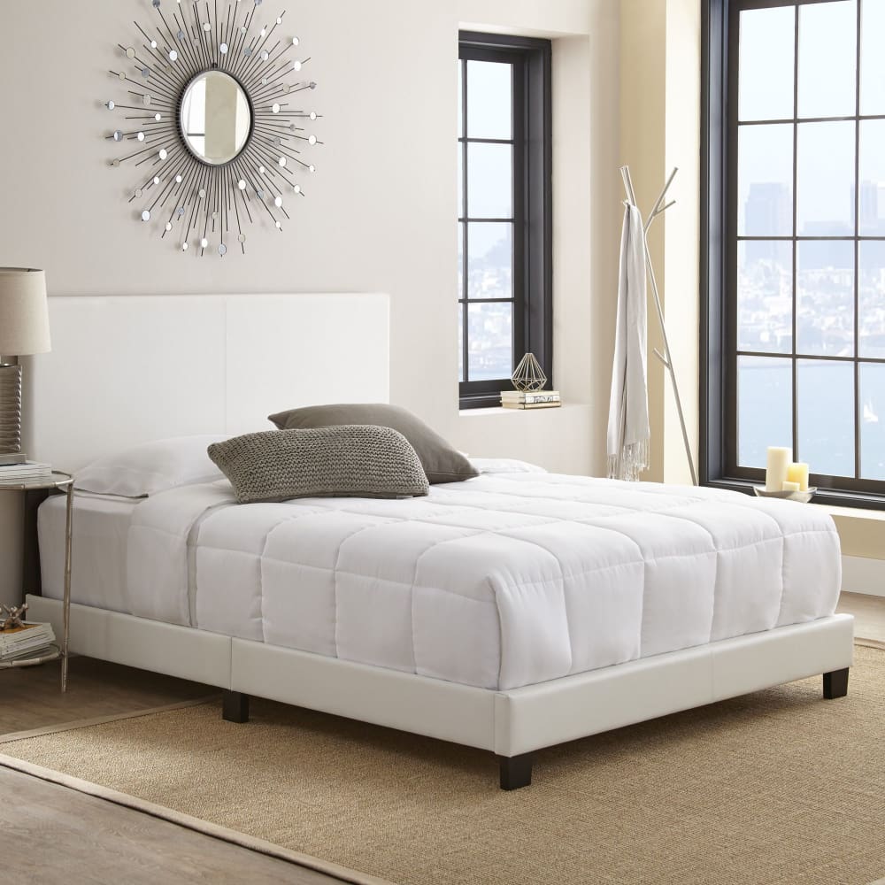 Contour Rest Garnet Queen Size Simulated Leather Platform Bed Frame - White - Contour Rest