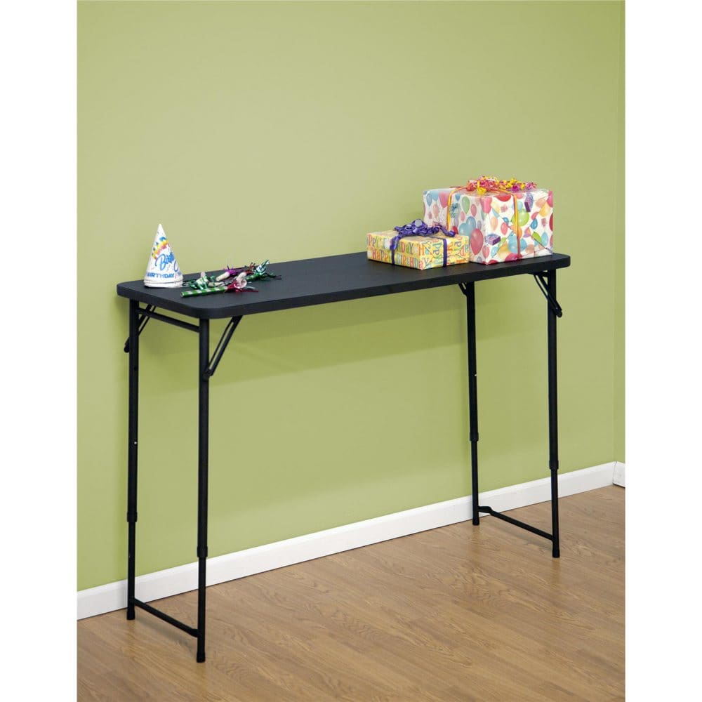 Cosco 20â€ x 48â€ Adjustable-Height PVC-Top Table Black - Folding & Stackable Furniture - Cosco