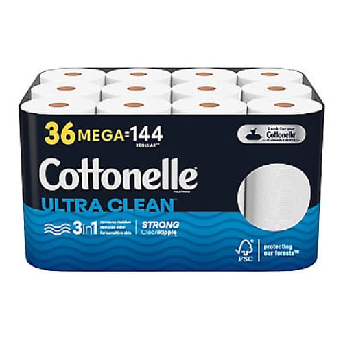 Cottonelle Ultra Clean Toilet Paper 36 Mega Rolls - Home/Household Essentials/Paper & Plastic/Paper Products/Bath Tissue/ - Cottonelle