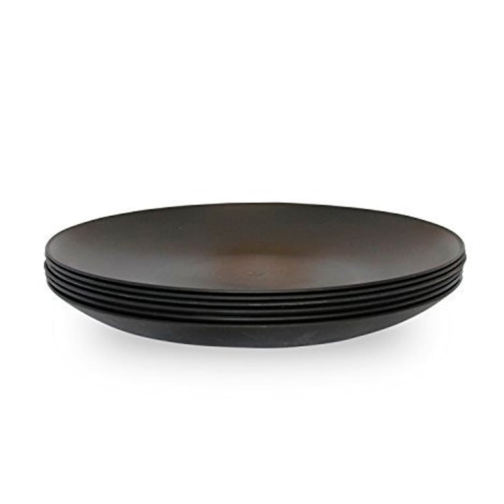 Coza Design Reusable Plastic Plate Set BPA Free - Black - 6 Ct - Dinnerware - Coza