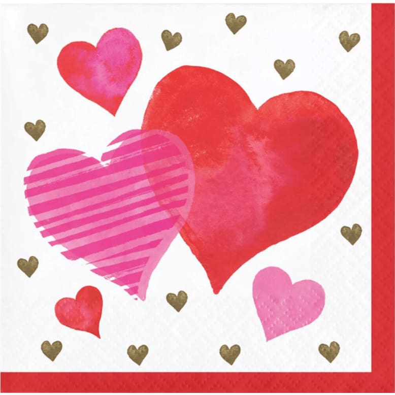 CREATIVE CONVERTING CREATIVE CONVERTING Hearts Beverage Napkin, 16 ea