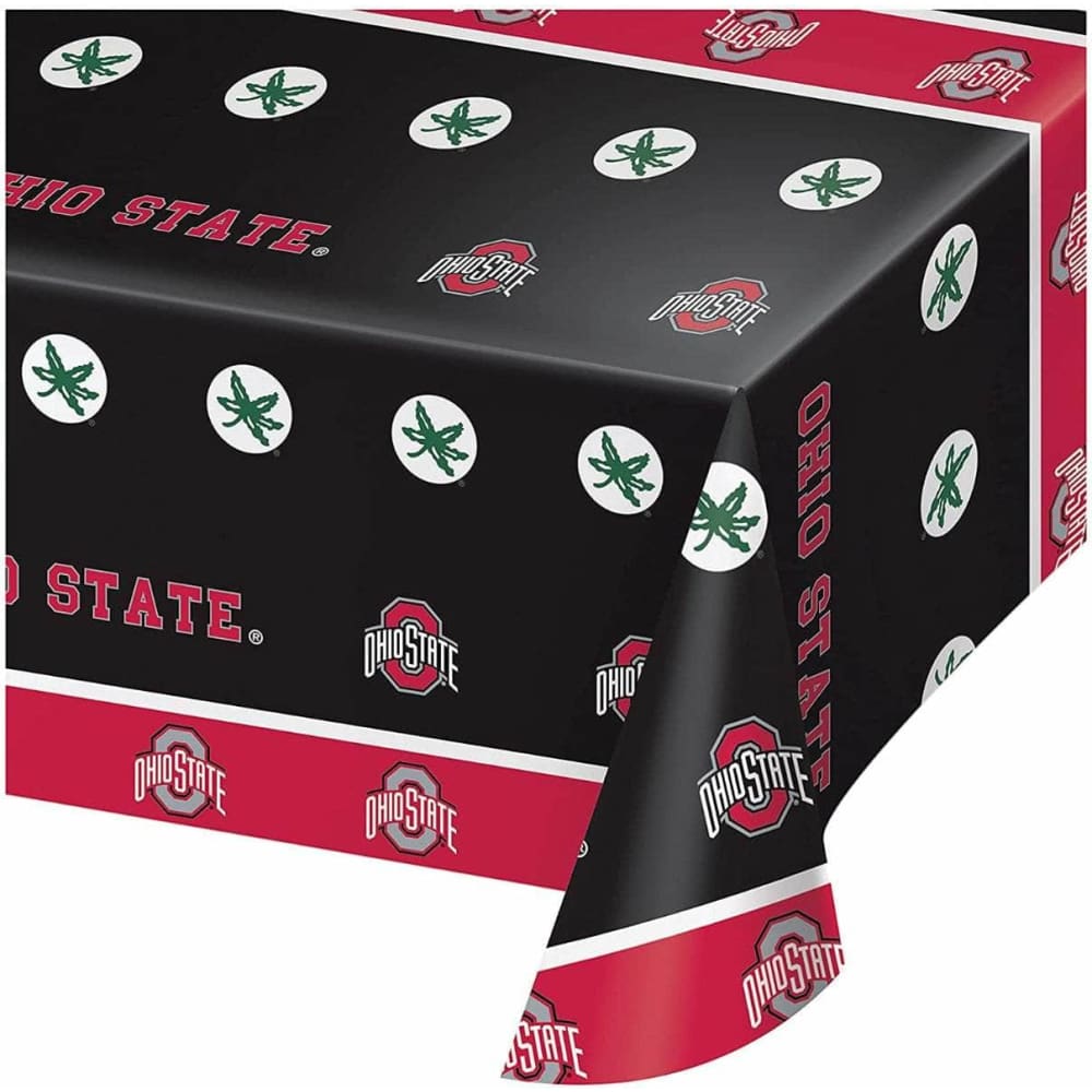 CREATIVE CONVERTING CREATIVE CONVERTING Ohio State University Plastic Table Cover, 1 ea