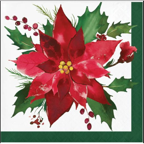 CREATIVE CONVERTING CREATIVE CONVERTING Poinsettia Beverage Napkin, 16 ea