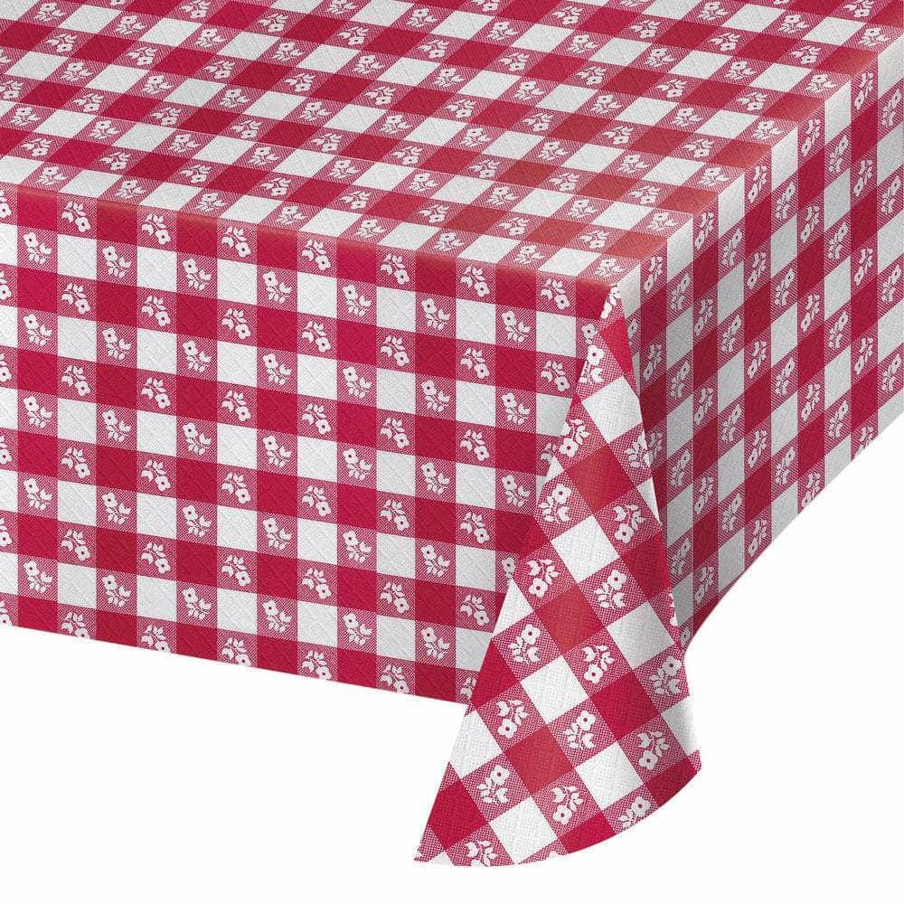 CREATIVE CONVERTING CREATIVE CONVERTING Red Gingham Table Cover, 1 ea