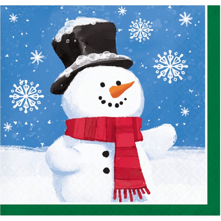 CREATIVE CONVERTING CREATIVE CONVERTING Smiling Snow Man Beverage Napkin, 16 ea