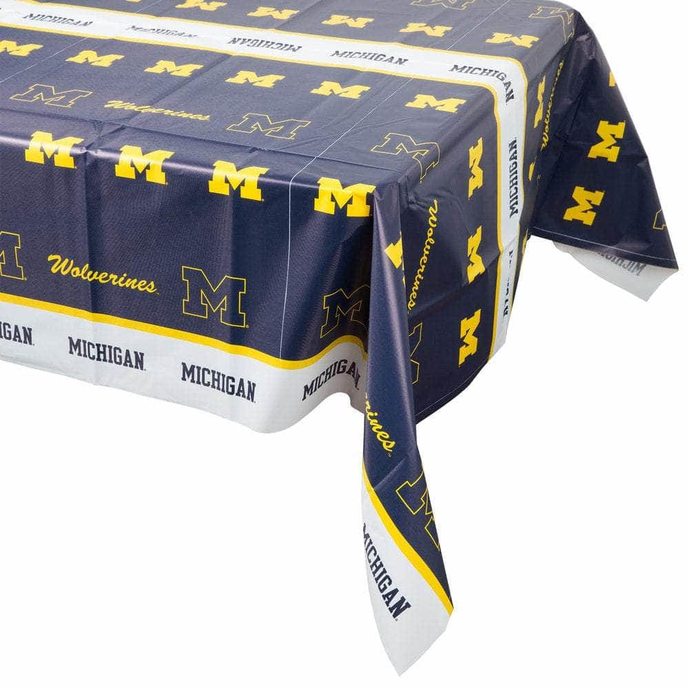 CREATIVE CONVERTING CREATIVE CONVERTING University of Michigan Plastic Table Cover, 1 ea