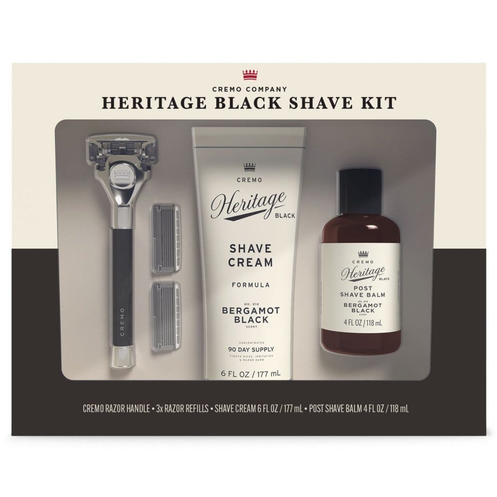 Cremo Heritage Black Shave Kit (Razor Refills Shave Cream & Balm) - Health & Beauty Instant Savings - Cremo