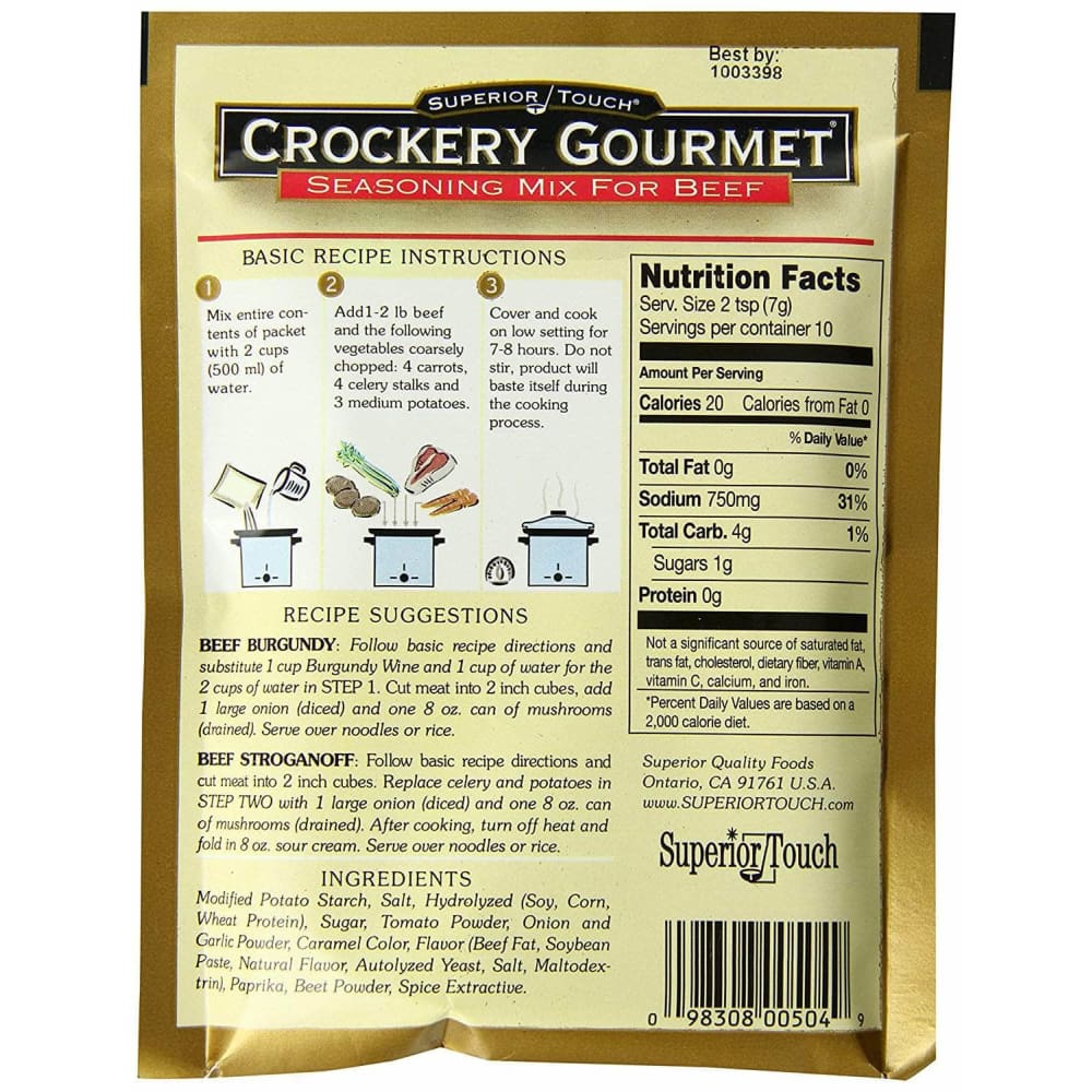 CROCKERY GOURMET Grocery > Cooking & Baking > Seasonings CROCKERY GOURMET: Seasoning Mix For Beef, 2.5 oz