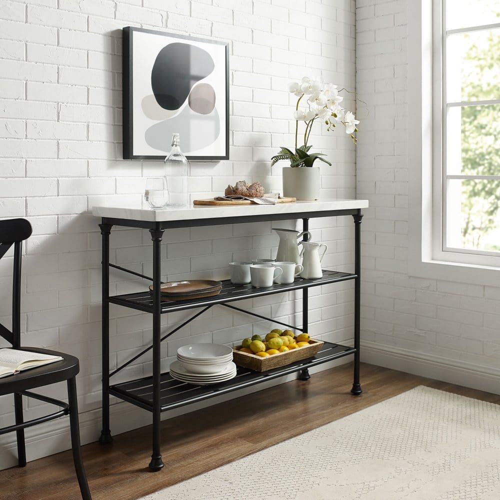 Crosley Furniture Madeleine Console Sofa Table Black/White - Living Room Tables - Crosley