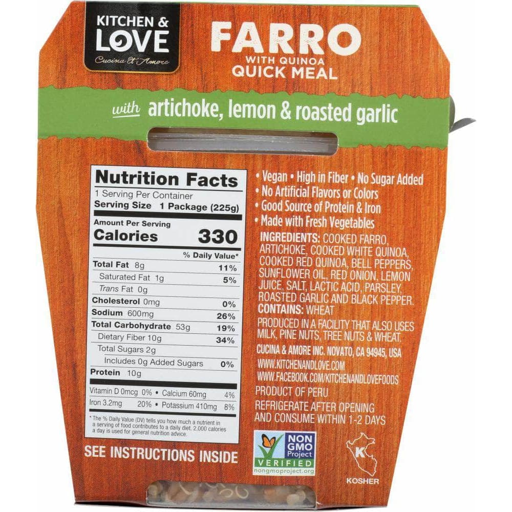 Cucina & Amore Cucina & Amore Farro Meal Artichoke Lemon Roasted Garlic, 7.9 oz