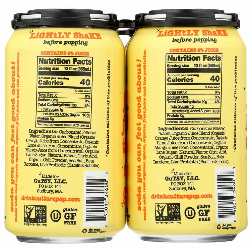 CULTURE POP Culture Pop Soda Probiotic Orange Mango 4Pk, 48 Fo