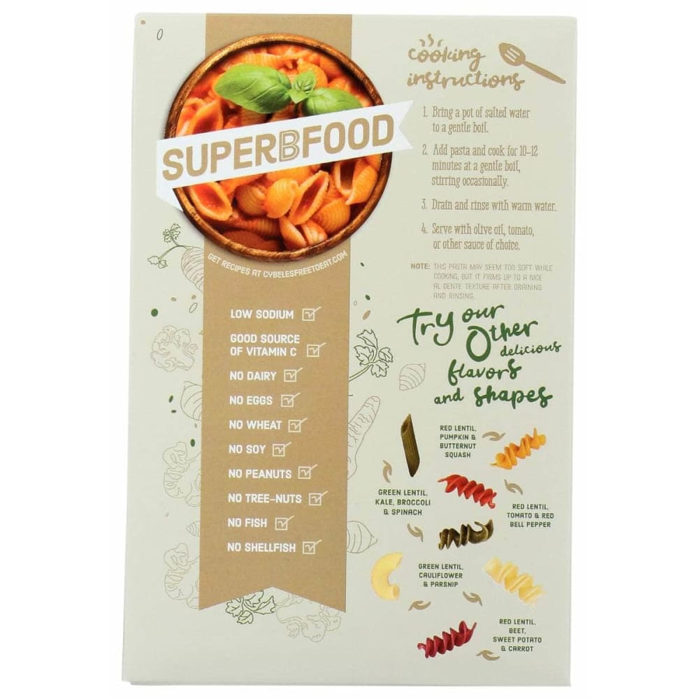 CYBELES Grocery > Meal Ingredients > Noodles & Pasta CYBELES Superbfood White Shells Pasta, 8 oz