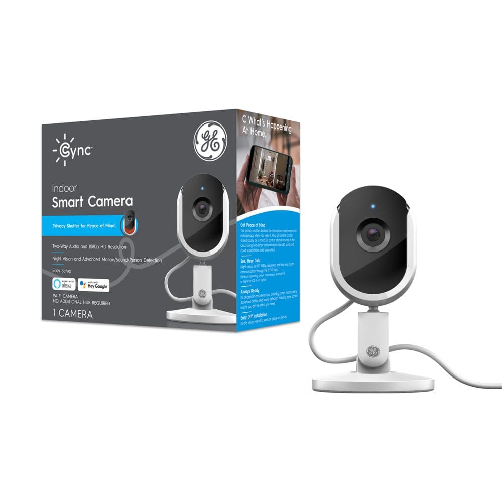 Cync Indoor WiFi Smart Camera 2pk 1080p Resolution Alexa and Google Assistant Compatible with No Hub Required White - Home Security Kits &
