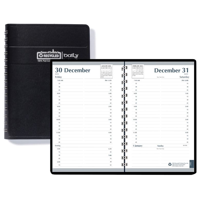 Daily Calendar Planner Black Cover Recycled (Pack of 2) - Calendars - House Of Doolittle