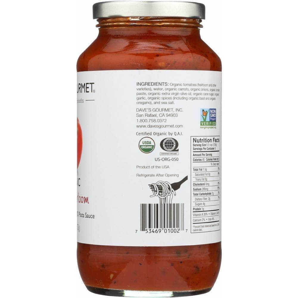 Daves Gourmet Dave's Gourmet Organic Pasta Sauce Red Heirloom, 25.5 Oz