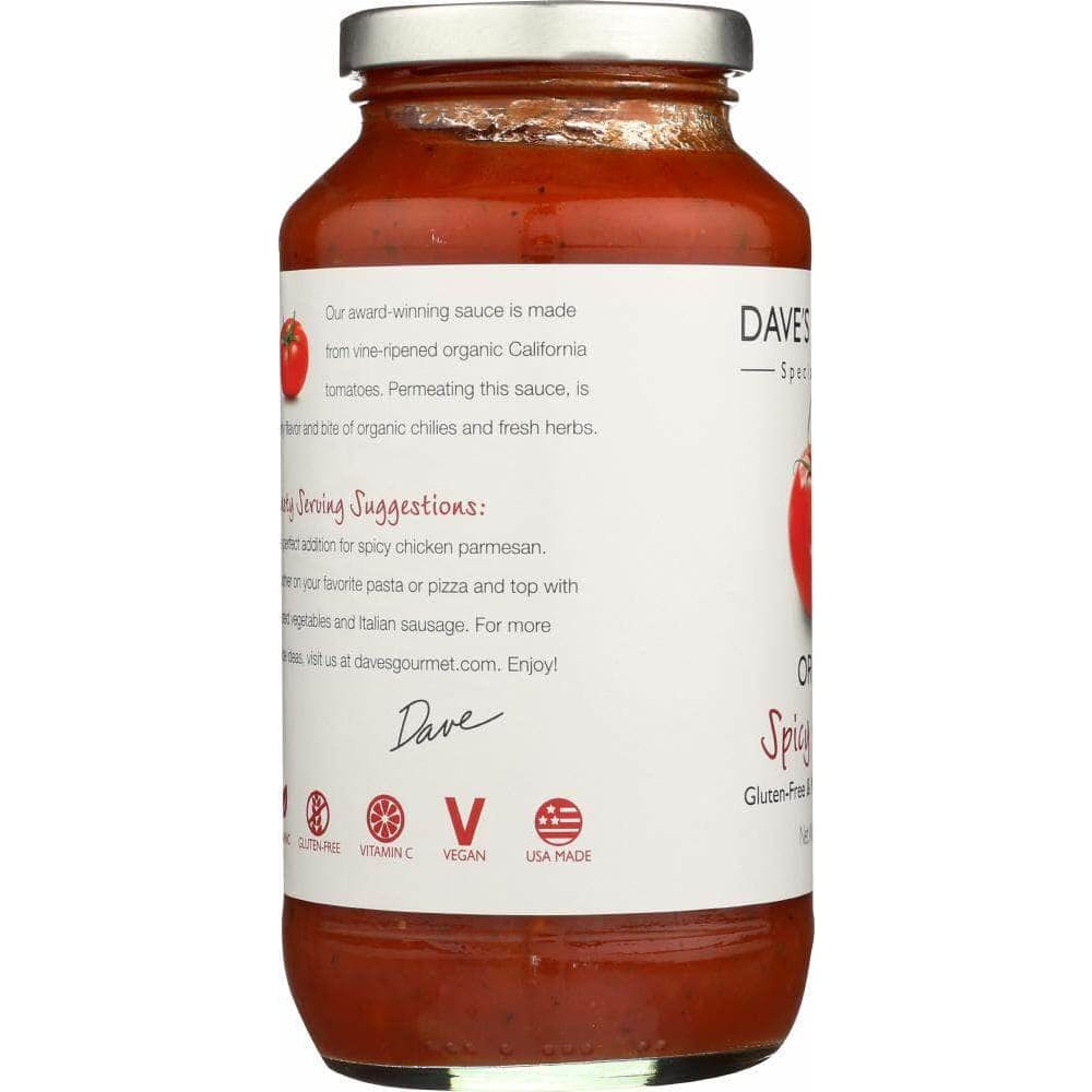 Daves Gourmet Dave's Gourmet Organic Pasta Sauce Spicy Heirloom Marinara, 25.5 Oz