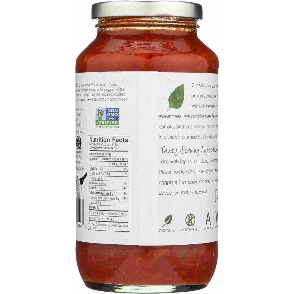 Daves Gourmet Dave's Gourmet Organic Roasted Garlic and Sweet Basil Pasta Sauce, 25.5 Oz