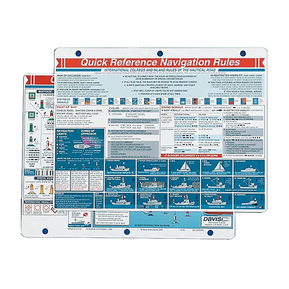 Davis Quick Reference Navigation Rules Card (Pack of 2) - Boat Outfitting | Accessories - Davis Instruments