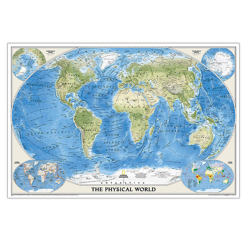 World Physical Map Enlarged Laminated