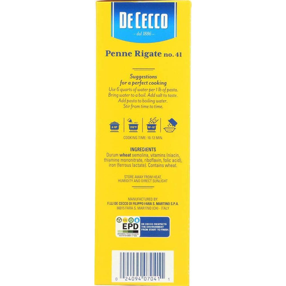 De Cecco De Cecco #41 Penne Rigate Pasta, 16 oz