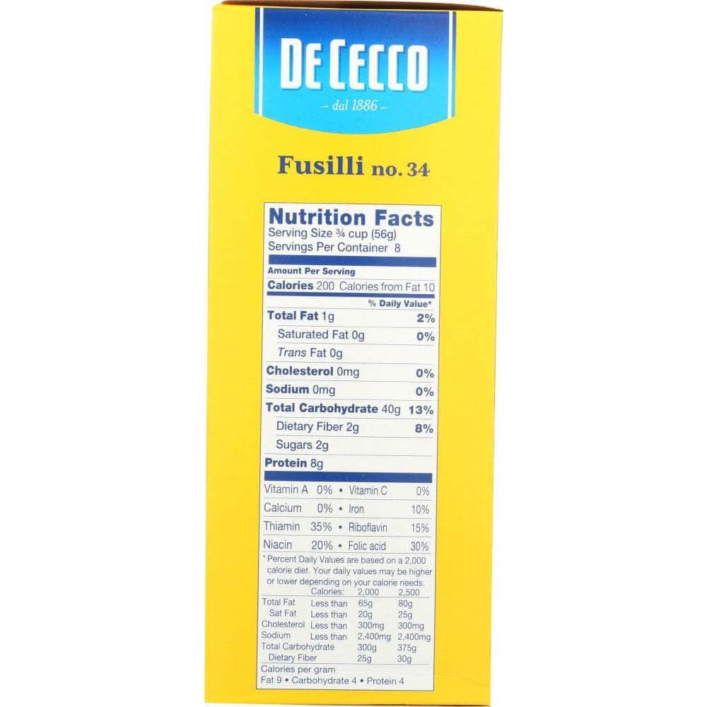 DE CECCO De Cecco Fusilli Pasta No. 34 Pasta, 16 Oz