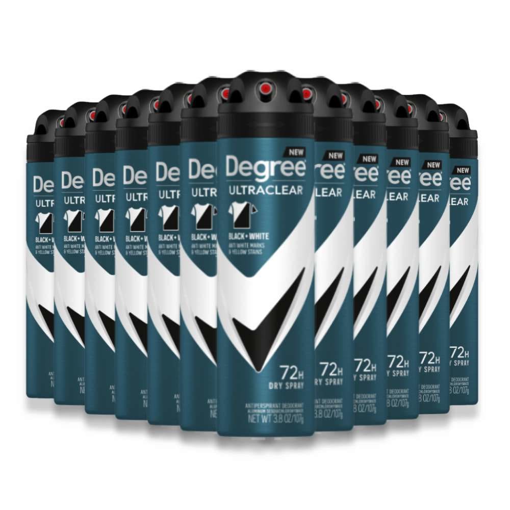 Degree Advanced 72H MotionSense Ultraclear Black + White Dry Spray 3.8 Oz- 12 Pack - Deodorant & Anti-Perspirant - Degree