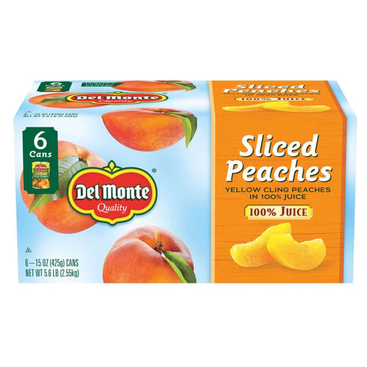 Del Monte Sliced Peaches in 100% Juice 6 pk./15 oz. - Del Monte