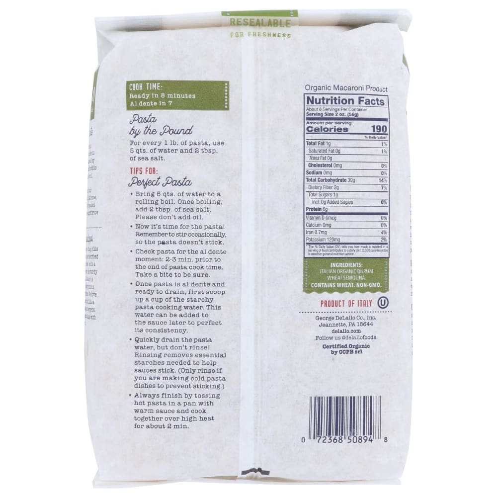 DELALLO: Organic Cavatappi Pasta 1 lb - Grocery > Meal Ingredients > Noodles & Pasta - DELALLO