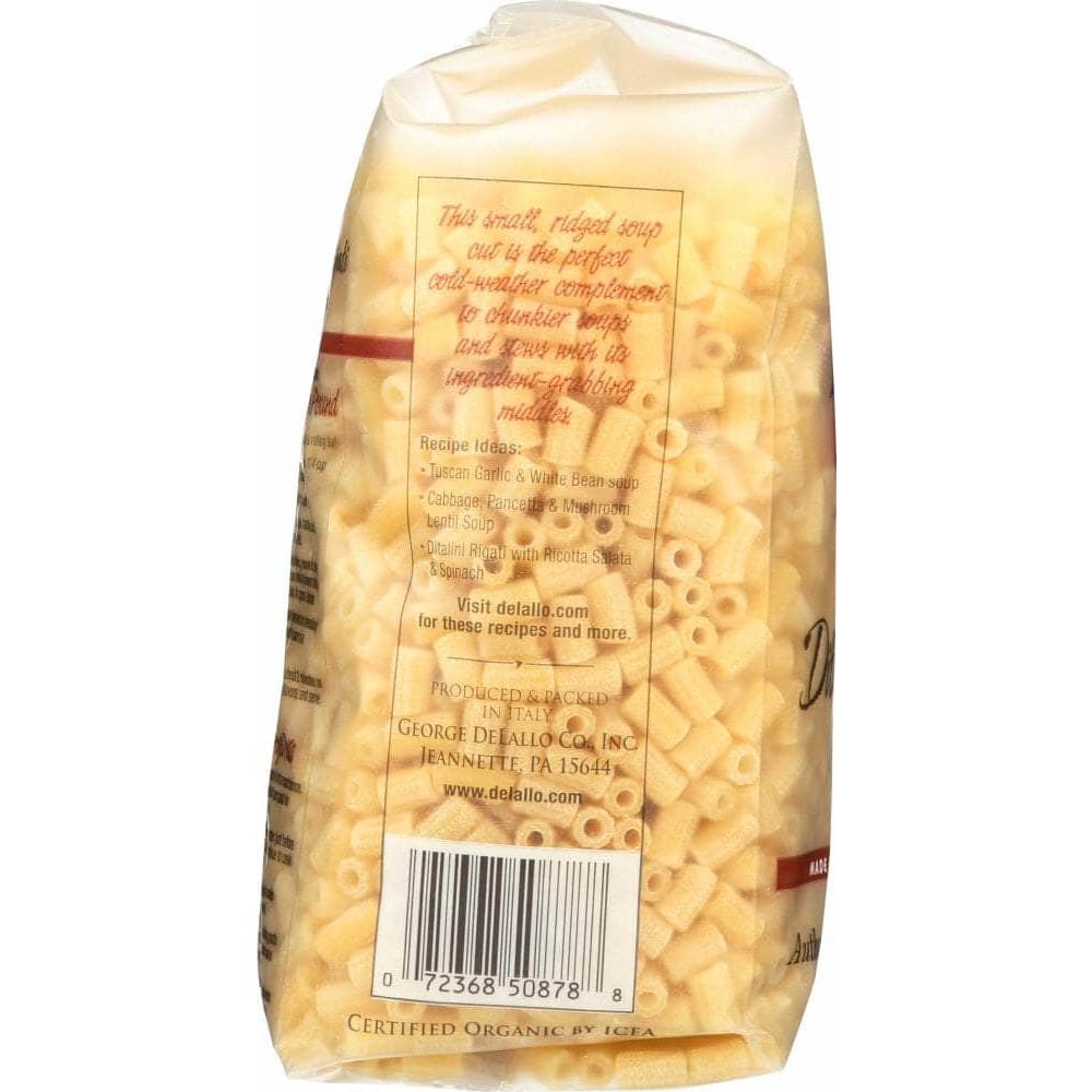 DELALLO Delallo Organic Ditalini Rigati No. 57 Pasta, 16 Oz