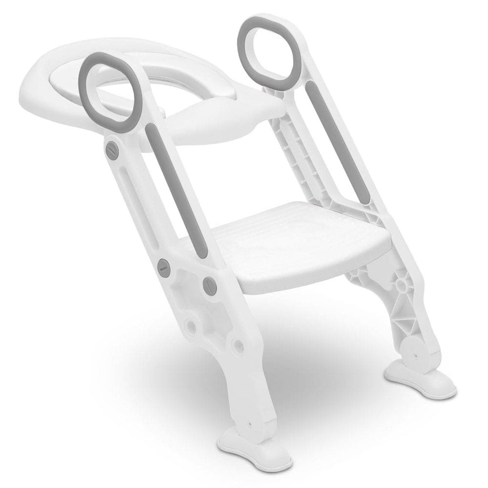 Delta Children Kid-Size Toddler Potty Training Ladder Seat for Boys and Girls White/Grey - Potty Training Supplies - Delta