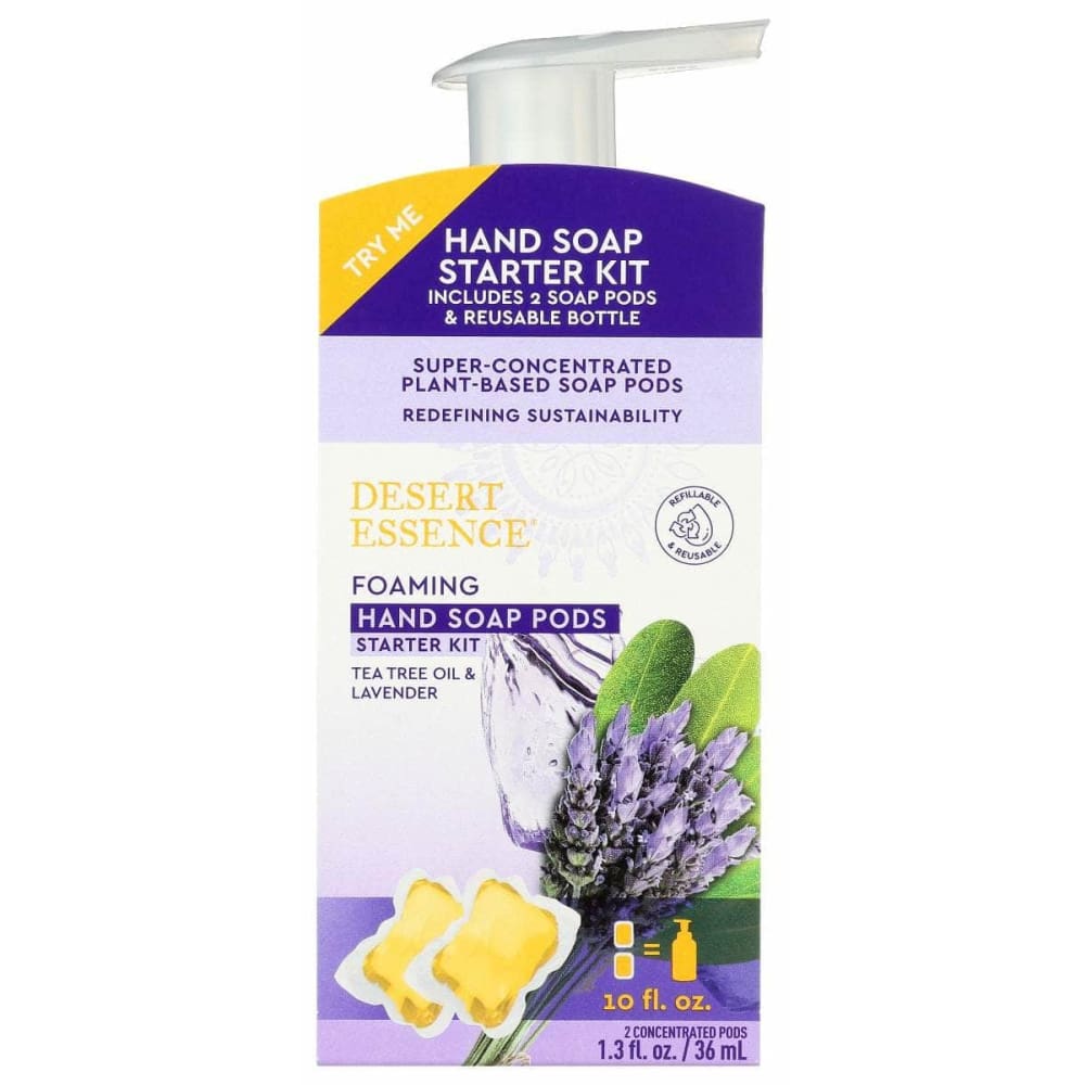 DESERT ESSENCE Beauty & Body Care > Soap and Bath Preparations > Soap Liquid DESERT ESSENCE: Tree Oil & Lavender Foaming Hand Soap Pod Starter Kit, 1.3 fo